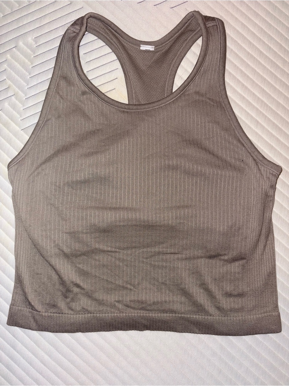 90 Degree by Reflex - Taupe Women’s Ribbed Racerback Crop Tank Top